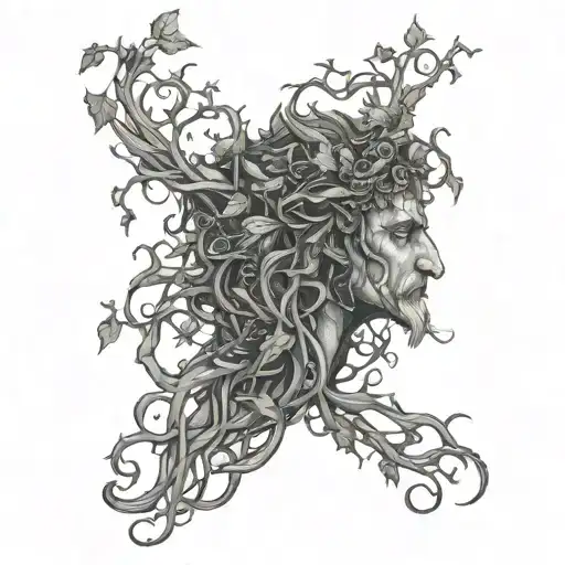 Pegan Druid overgrown vines going all over tattoo design idea