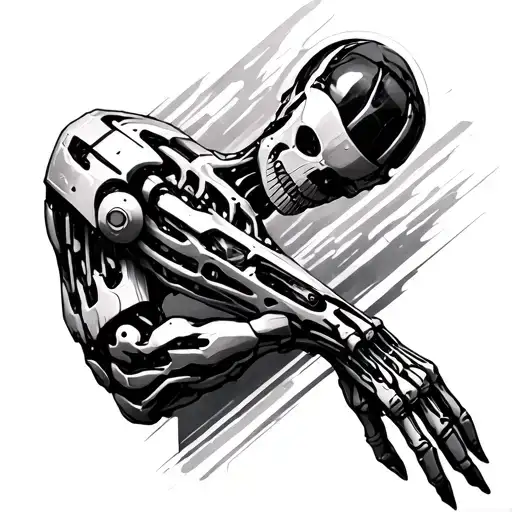 biomech bionic arm tattoo design idea