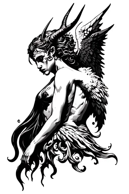 devil and angel tattoo design idea