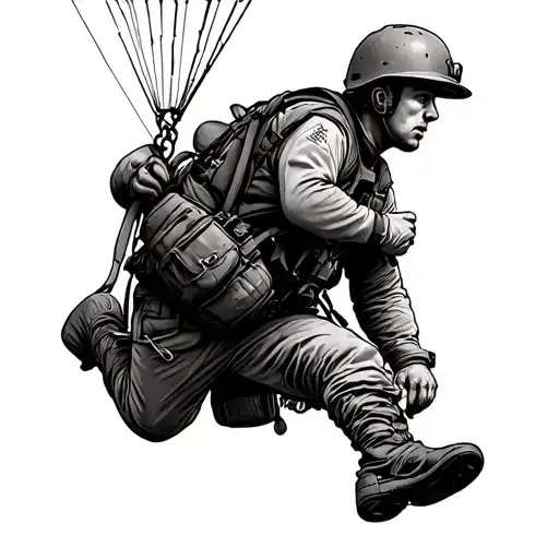 baseball parachuting airborne soldier tattoo design idea