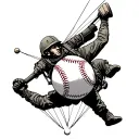 baseball parachuting airborne soldier tattoo design idea