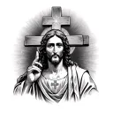 Luke 1 v 37 with cross and Jesus in it tattoo design idea