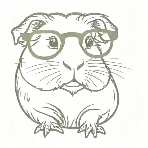 whymsical guinea pig with glasses tattoo design idea