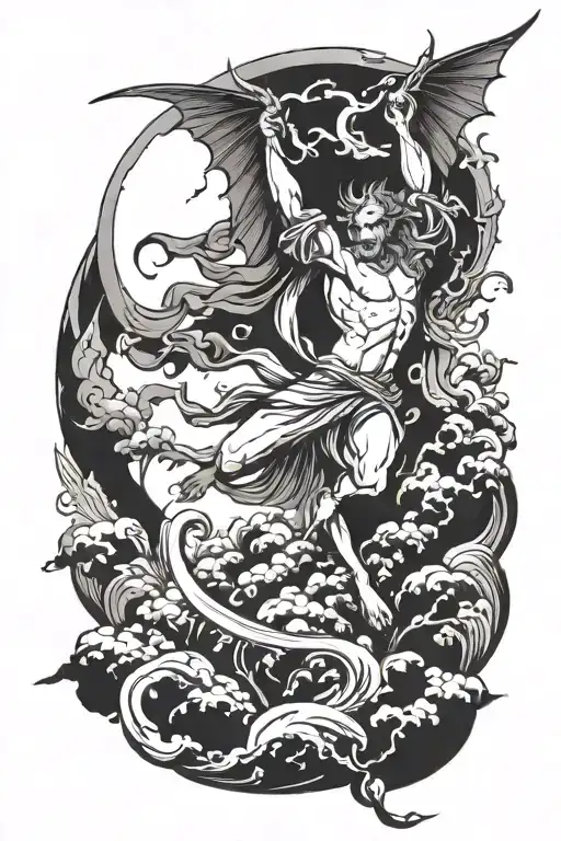 lucifer falling the sky tattoo design idea