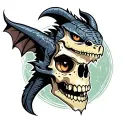 Toothless from how to train your dragon with skull  tattoo design idea