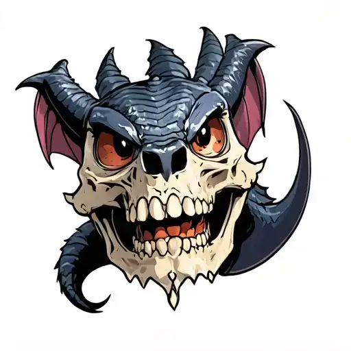 Toothless from how to train your dragon with skull  tattoo design idea