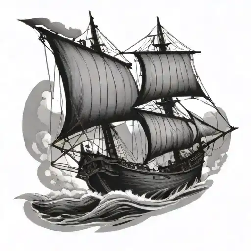 Samoan sailing ship navigating tattoo design idea