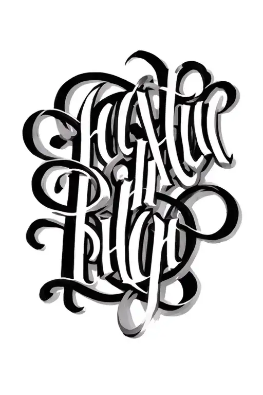 minimal overlapping loop text tattoo design idea