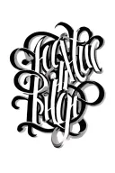 minimal overlapping loop text tattoo design idea