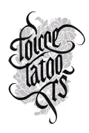 minimal overlapping loop text tattoo design idea