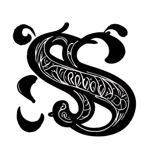 The letter S and the letter incorporate into Stitch tattoo design idea