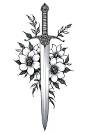 sword and flowers tattoo design idea
