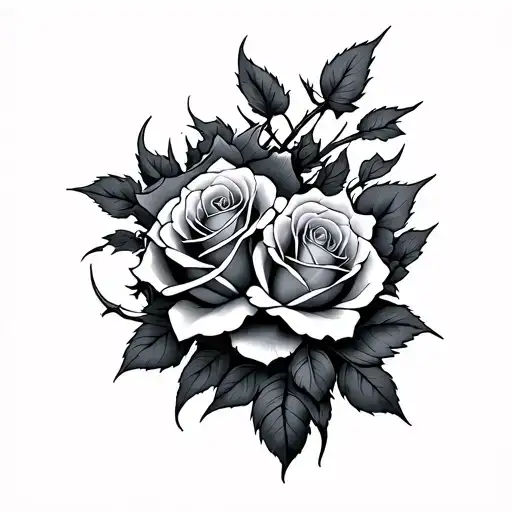 Cruise of many horizontal roses with thorns tattoo design idea