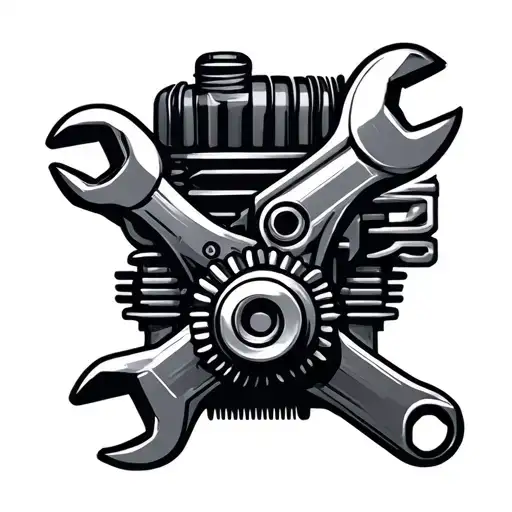 wrench, engine tattoo design idea