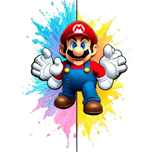 Looking for a tattoo that can be broken in 2, half on me and half on my brother An evil super Mario in traditional Mari tattoo design idea