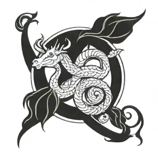 capricorn aquarius cancer sign intertwined tattoo design idea