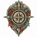 True North compass tattoo design idea