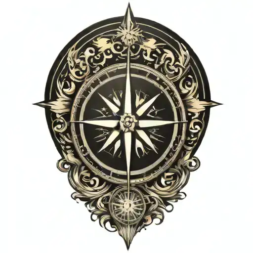 True North compass tattoo design idea