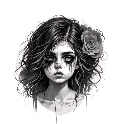 depression alone girl looking tattoo design idea
