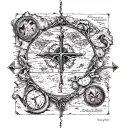 Uncharted treasure map with pharmaceutical tattoo design idea