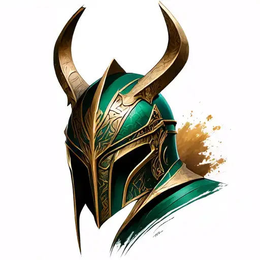 "Shri" loki helmet tattoo design idea