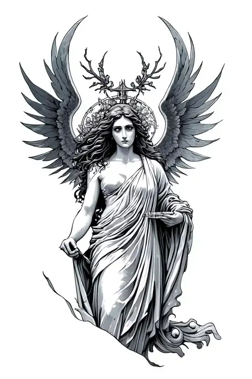 hades worshiping Persephone greek godess tattoo design idea
