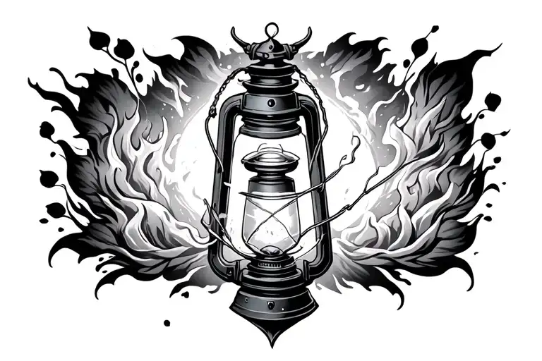Lantern, video game, boiling oil, arm band tattoo design idea