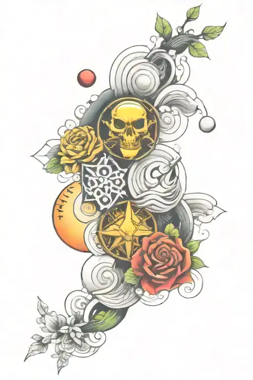 five elements representing tattoo design idea