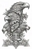 totem pole with eagle, wolf and bear head tattoo design idea