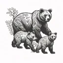 a bear and two cubs tattoo design idea