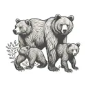 a bear and two cubs tattoo design idea