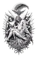 Gothic heaven and hell war tattoo design idea