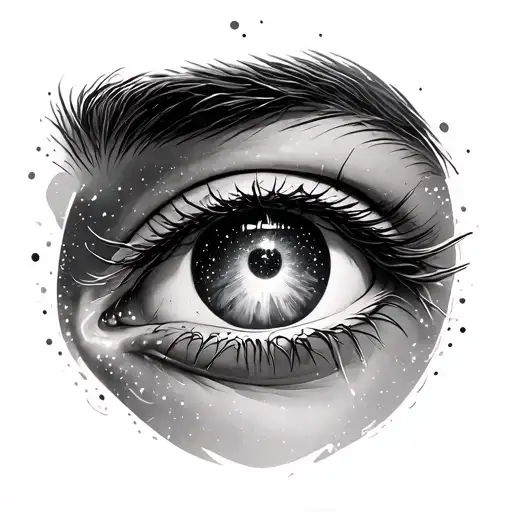 Galaxy coming out of eyes tattoo design idea