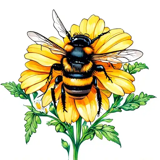 ⸻🌼 Dinny’s Bee & Wildflower Tattoo Concept 🌼Overall Style:	•	Fine-line and delicate	•	Whimsical, nature-inspire tattoo design idea
