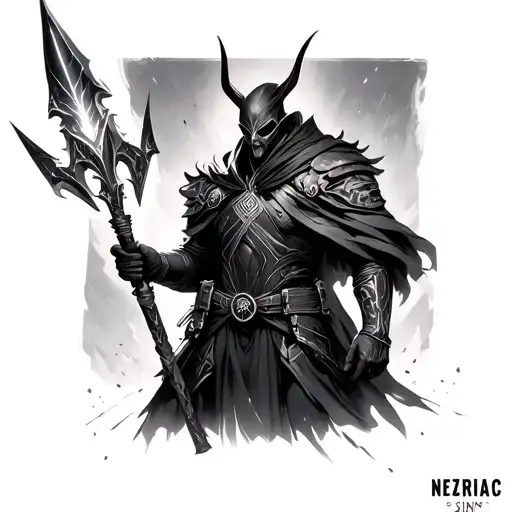 Destiny 2 Warlock wearing nezaracs sin and holding gravitron lance tattoo design idea