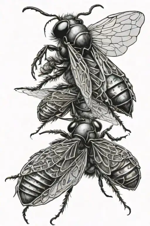 ant and cicada tattoo design idea