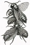 ant and cicada tattoo design idea
