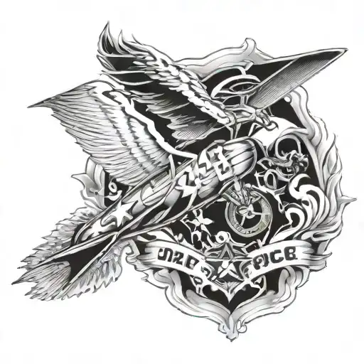 flame with us air force pilote tattoo design idea