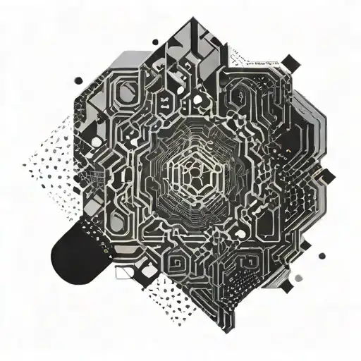 Abstract geometric pattern inspired by computer chip architecture tattoo design idea