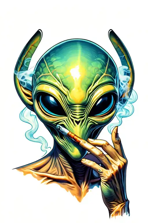 alien smoking a joint tattoo tattoo design idea