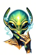 alien smoking a joint tattoo tattoo design idea