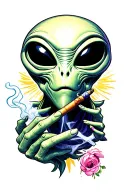alien smoking a joint tattoo tattoo design idea