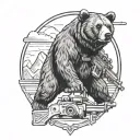 bear holding machine gun tattoo design idea