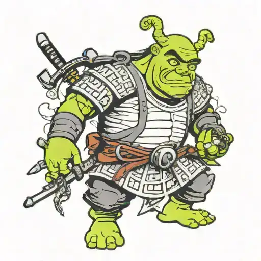 Shrek samurai full length tattoo design idea