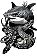 Nautical, underwater, reef, turtle, shark, octopus tattoo design idea