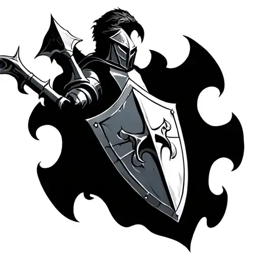 crusader knight men shield tattoo design idea