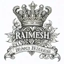 Ramesh name tattoo with king crown and heart tattoo design idea