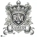 Ramesh name tattoo with king crown and heart tattoo design idea