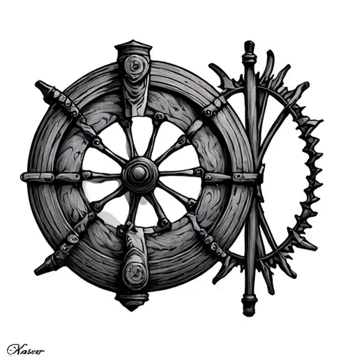 spinning wheel tattoo design idea