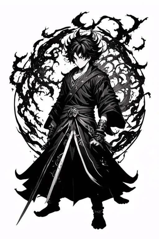 animes demon slayer, black clover, jujutsu kaiser tattoo design idea